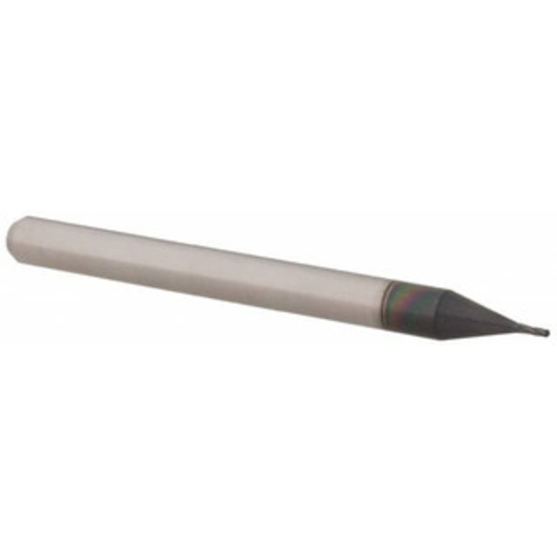 Accupro 0.022 Diam, 0.066 LOC, 4 Flute Solid Carbide Ball End Mill AlTiN Finish, Single End, 1-1/2 OAL, 1/8 Shank Diam, Spiral Flute AP61725024 – 61725024