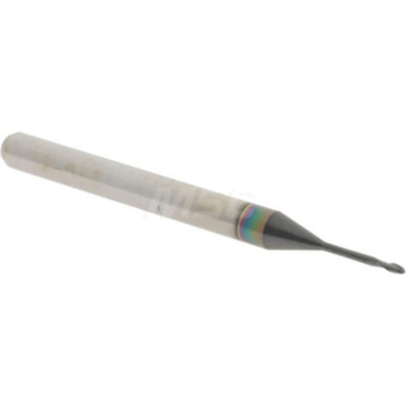 Accupro 0.03 Diam, 0.09 LOC, 2 Flute Solid Carbide Ball End Mill AlTiN Finish, Single End, 1-1/2 OAL, 1/8 Shank Diam, Spiral Flute 6500722 – 64536535