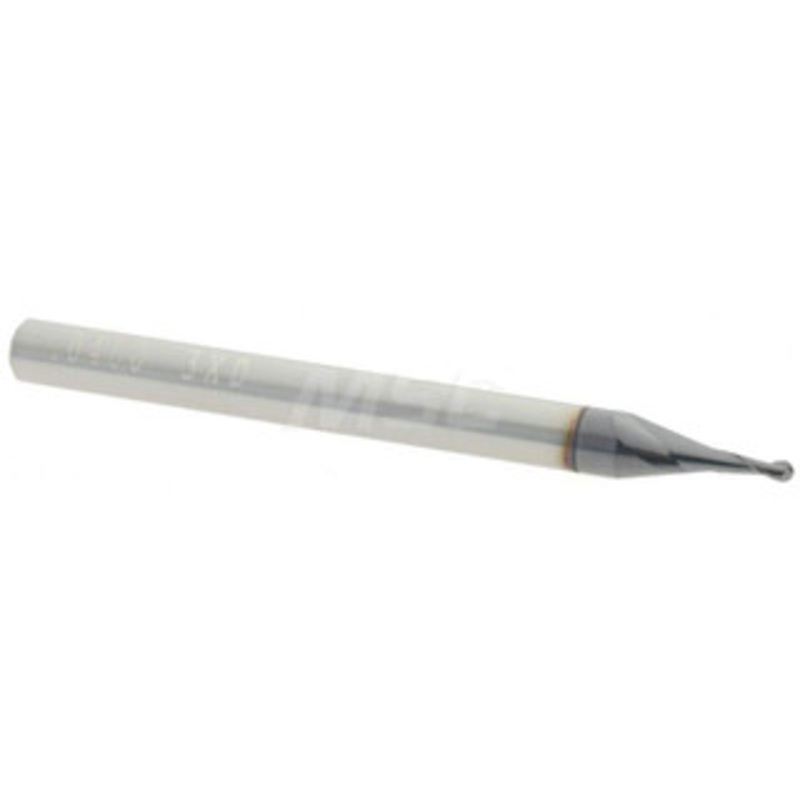 Accupro 0.04 Diam, 0.12 LOC, 2 Flute Solid Carbide Ball End Mill AlTiN Finish, Single End, 1-1/2 OAL, 1/8 Shank Diam, Spiral Flute 6500481 – 52441623