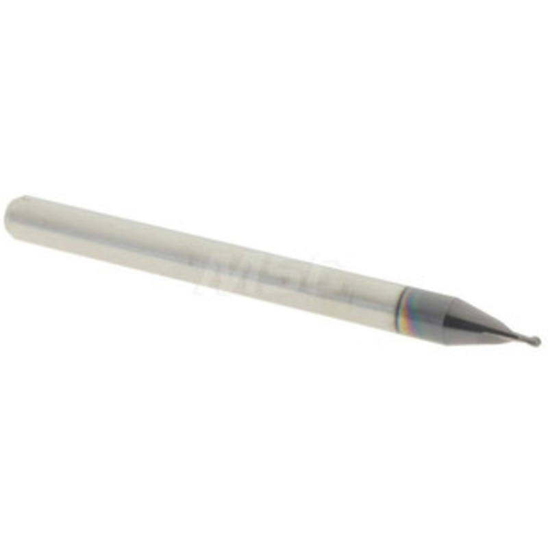 Accupro 0.026 Diam, 0.039 LOC, 2 Flute Solid Carbide Ball End Mill AlTiN Finish, Single End, 1-1/2 OAL, 1/8 Shank Diam, Spiral Flute 6500593 – 52441813