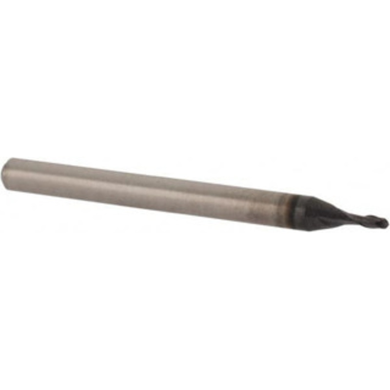 Accupro 0.047 Diam, 0.11 LOC, 2 Flute Solid Carbide Ball End Mill TiAlN Finish, Single End, 1-1/2 OAL, 1/8 Shank Diam, Spiral Flute EM96094701 – 87636445