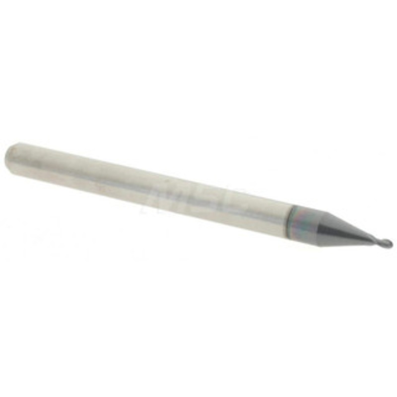 Accupro 0.033 Diam, 0.05 LOC, 2 Flute Solid Carbide Ball End Mill AlTiN Finish, Single End, 1-1/2 OAL, 1/8 Shank Diam, Spiral Flute 6500611 – 52441888