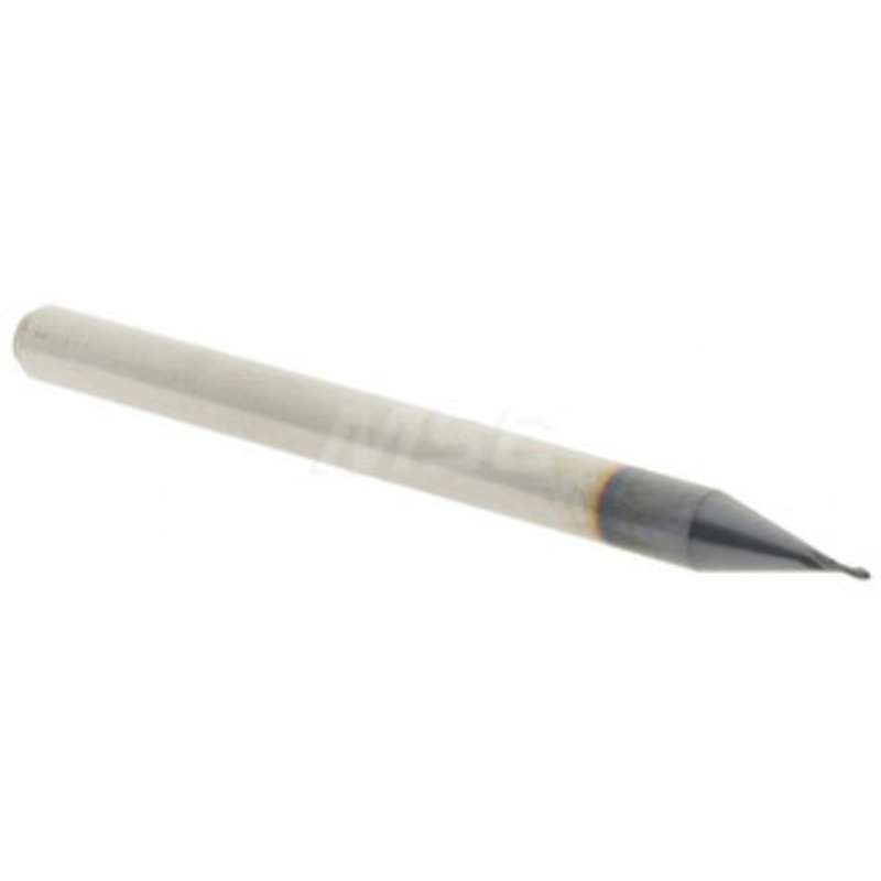 Accupro 0.018 Diam, 0.054 LOC, 2 Flute Solid Carbide Ball End Mill AlTiN Finish, Single End, 1-1/2 OAL, 1/8 Shank Diam, Spiral Flute 6500433 – 52441441