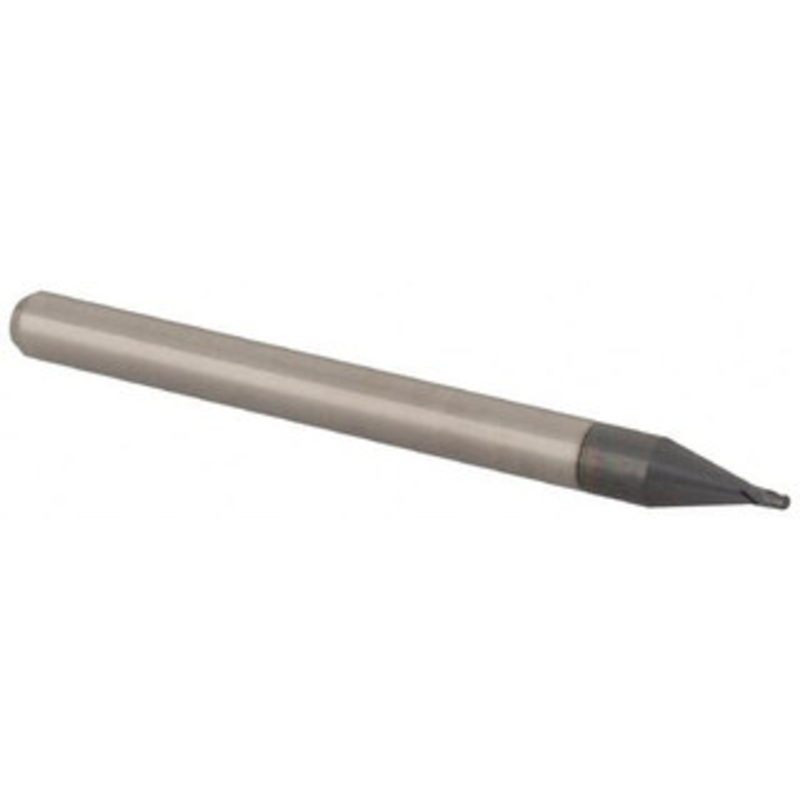 Accupro 0.025 Diam, 0.037 LOC, 4 Flute Solid Carbide Ball End Mill AlTiN Finish, Single End, 1-1/2 OAL, 1/8 Shank Diam, Spiral Flute AP61728085 – 61728085