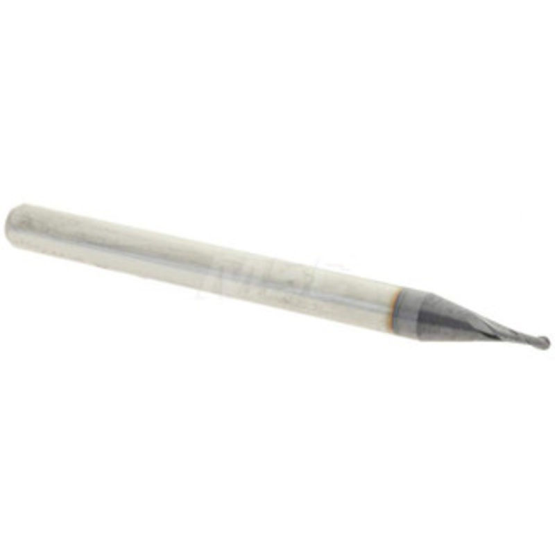 Accupro 0.034 Diam, 0.102 LOC, 2 Flute Solid Carbide Ball End Mill AlTiN Finish, Single End, 1-1/2 OAL, 1/8 Shank Diam, Spiral Flute 6500471 – 52441607