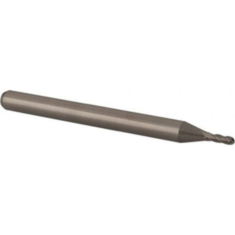 Accupro 0.043 Diam, 0.129 LOC, 4 Flute Solid Carbide Ball End Mill Uncoated, Single End, 1-1/2 OAL, 1/8 Shank Diam, Spiral Flute AP61725677 – 61725677