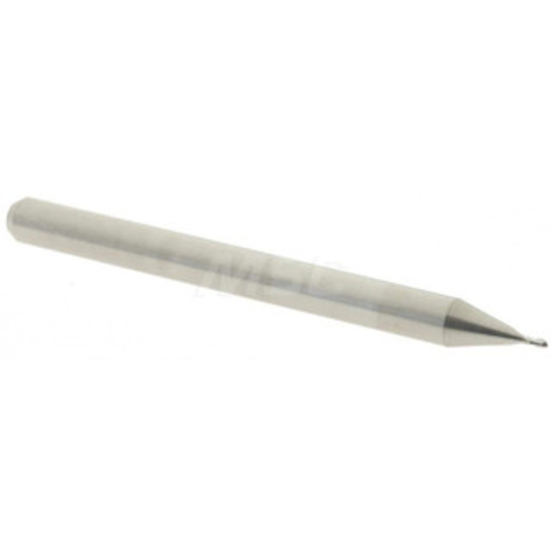 Accupro 0.023 Diam, 0.034 LOC, 2 Flute Solid Carbide Ball End Mill Uncoated, Single End, 1-1/2 OAL, 1/8 Shank Diam, Spiral Flute 6500585 – 52442084