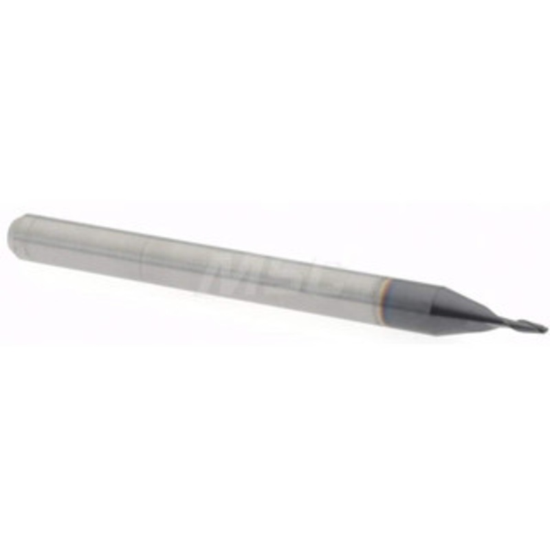 Accupro 0.031 Diam, 0.093 LOC, 2 Flute Solid Carbide Ball End Mill AlTiN Finish, Single End, 1-1/2 OAL, 1/8 Shank Diam, Spiral Flute 6500462 – 52441573
