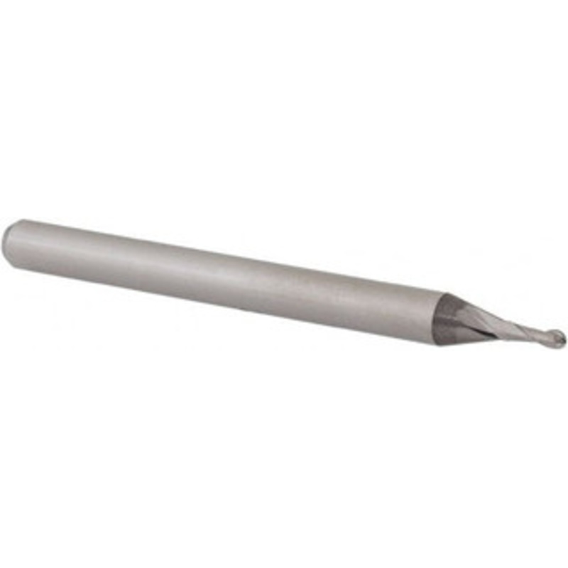 Accupro 0.044 Diam, 0.132 LOC, 2 Flute Solid Carbide Ball End Mill Uncoated, Single End, 1-1/2 OAL, 1/8 Shank Diam, Spiral Flute 6500486 – 61724449