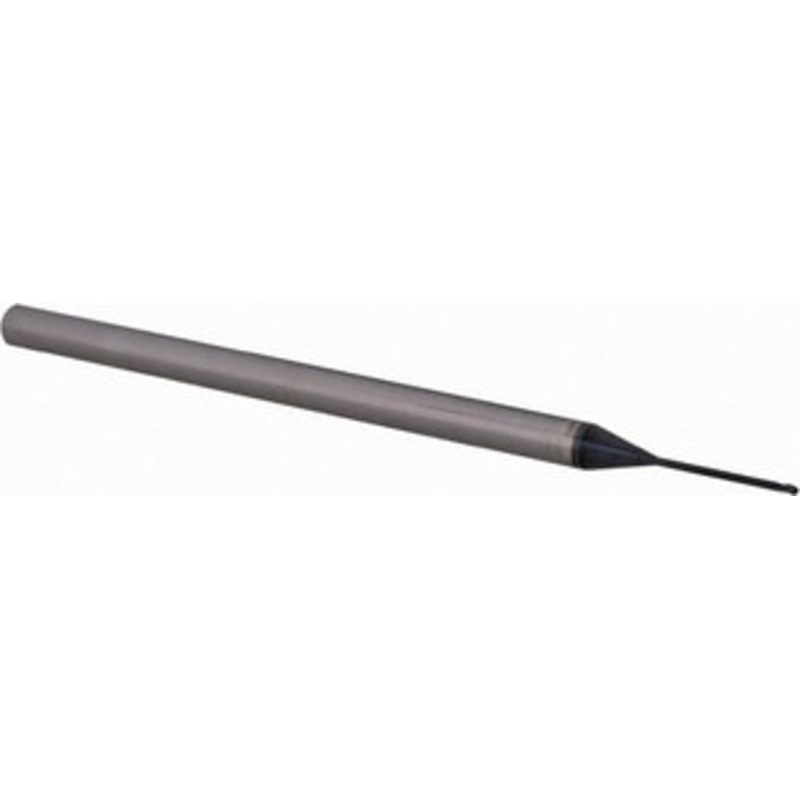 Accupro 0.025 Diam, 0.037 LOC, 3 Flute Solid Carbide Ball End Mill AlTiN Finish, Single End, 2-1/2 OAL, 1/8 Shank Diam, Spiral Flute AP61729687 – 61729687