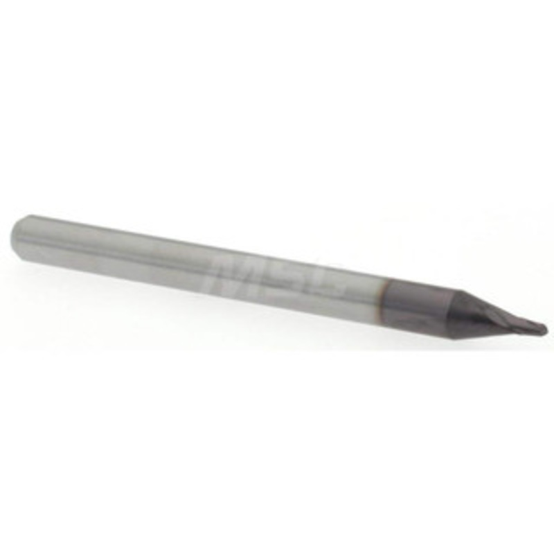 Accupro 0.04 Diam, 0.06 LOC, 2 Flute Solid Carbide Ball End Mill AlTiN Finish, Single End, 1-1/2 OAL, 1/8 Shank Diam, Spiral Flute 6500623 – 52441912