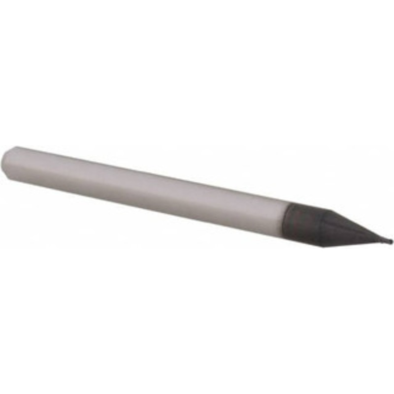 Accupro 0.02 Diam, 0.03 LOC, 4 Flute Solid Carbide Ball End Mill AlTiN Finish, Single End, 1-1/2 OAL, 1/8 Shank Diam, Spiral Flute AP61728101 – 61728101