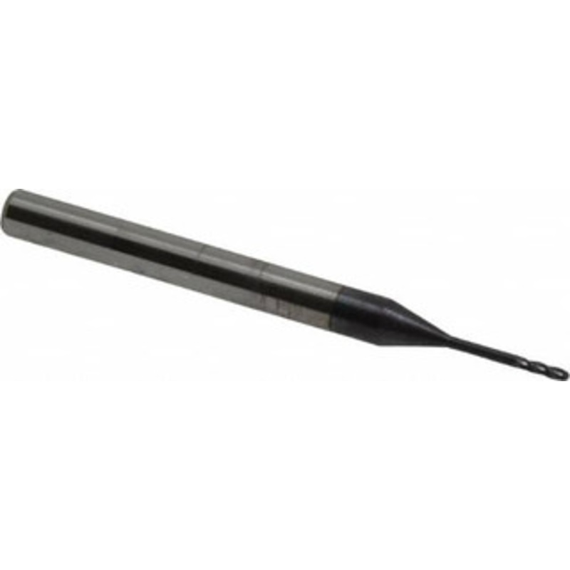 Accupro 0.035 Diam, 0.105 LOC, 4 Flute Solid Carbide Ball End Mill AlTiN Finish, Single End, 1-1/2 OAL, 1/8 Shank Diam, Spiral Flute 6502689 – 64536279