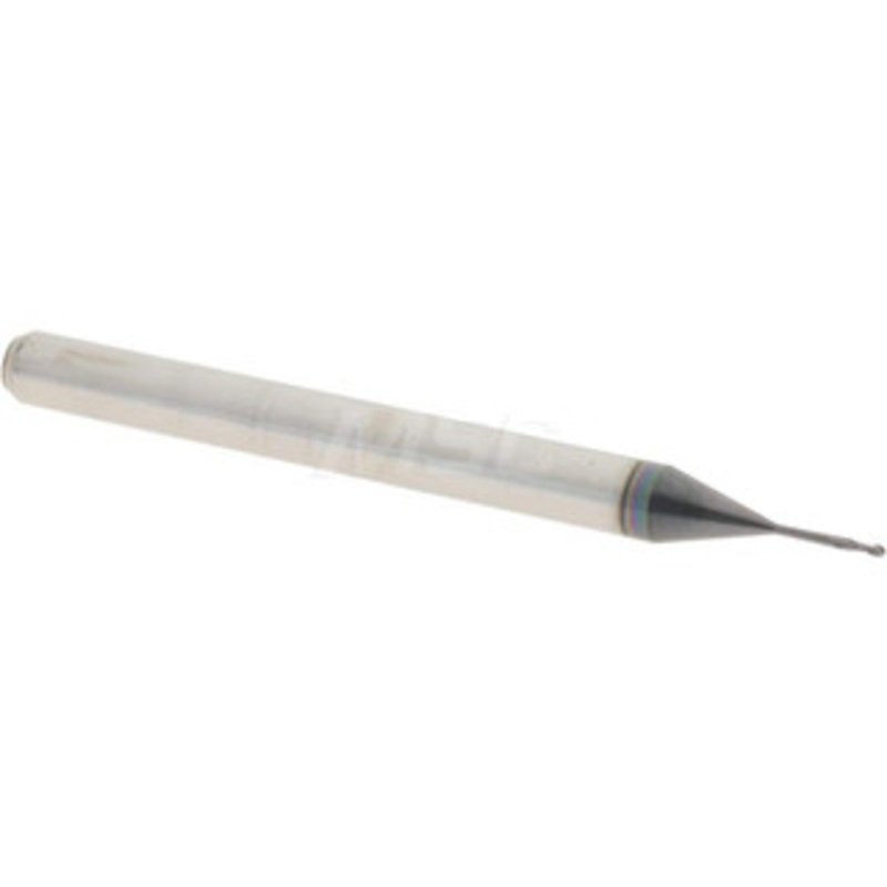 Accupro 0.02 Diam, 0.06 LOC, 2 Flute Solid Carbide Ball End Mill AlTiN Finish, Single End, 1-1/2 OAL, 1/8 Shank Diam, Spiral Flute 6500718 – 64536626