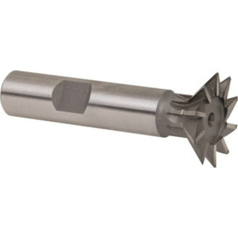 Whitney Tool 45 1 Cut Diam, 1/4 Cut Width, Cobalt Dovetail Cutter Uncoated, 1/2 Shank Diam, 2-1/2 Shank Length, 2-1/2 OAL, 10 Teeth, Weldon Flat 20263 – 05041355