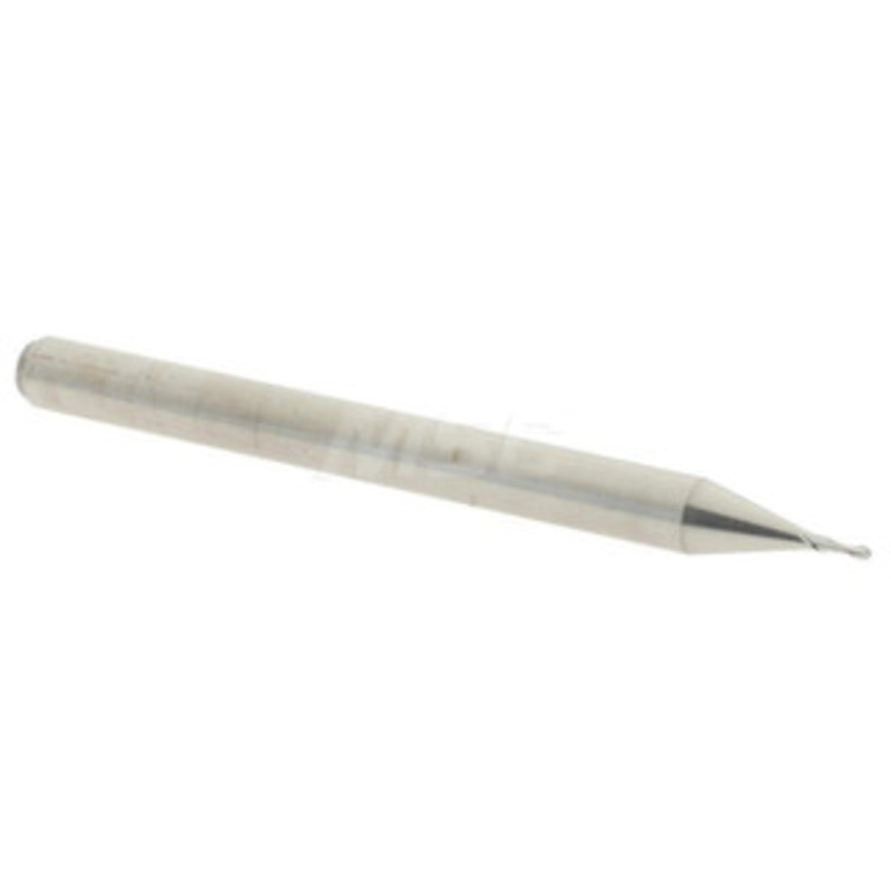 Accupro 0.023 Diam, 0.069 LOC, 2 Flute Solid Carbide Ball End Mill Uncoated, Single End, 1-1/2 OAL, 1/8 Shank Diam, Spiral Flute 6500443 – 37291200
