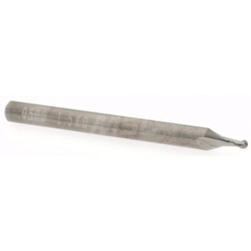 Accupro 0.05 Diam, 0.075 LOC, 2 Flute Solid Carbide Ball End Mill Uncoated, Single End, 1-1/2 OAL, 1/8 Shank Diam, Spiral Flute 6500630 – 52442233