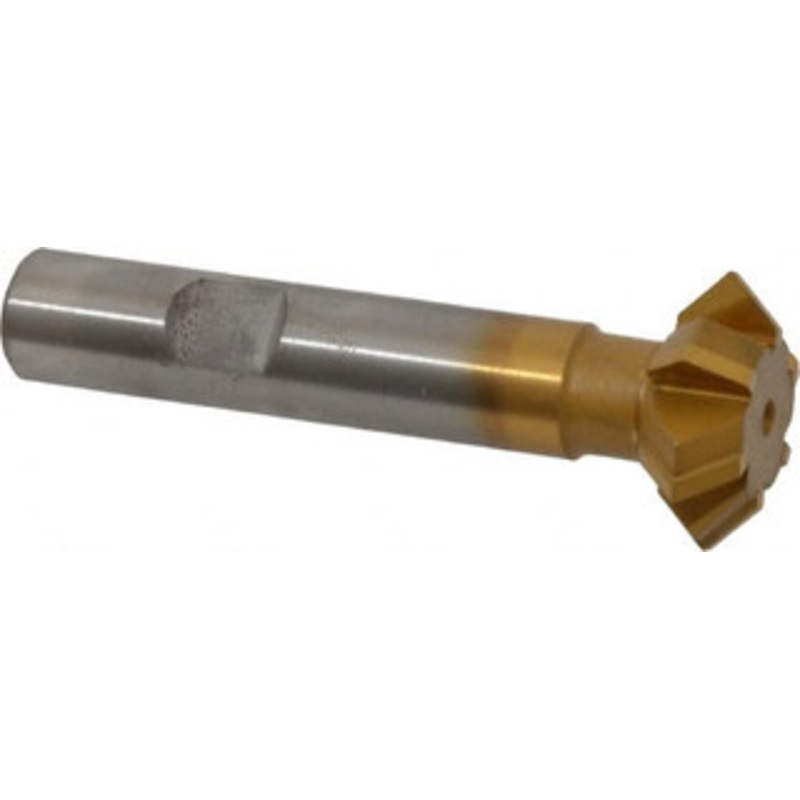 Whitney Tool 1 1 Cut Diam, 3/8 Cut Width, 1/2 Shank, Carbide-Tipped Double-Angle Cutter TiN Finish, 6 Teeth, Weldon Flat 35111 – 03025442