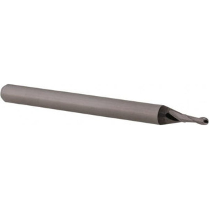 Accupro 0.049 Diam, 0.147 LOC, 2 Flute Solid Carbide Ball End Mill Uncoated, Single End, 1-1/2 OAL, 1/8 Shank Diam, Spiral Flute 6500494 – 61724407