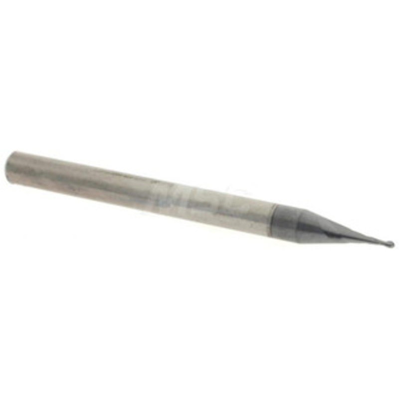 Accupro 0.025 Diam, 0.075 LOC, 2 Flute Solid Carbide Ball End Mill AlTiN Finish, Single End, 1-1/2 OAL, 1/8 Shank Diam, Spiral Flute 6500449 – 52441516
