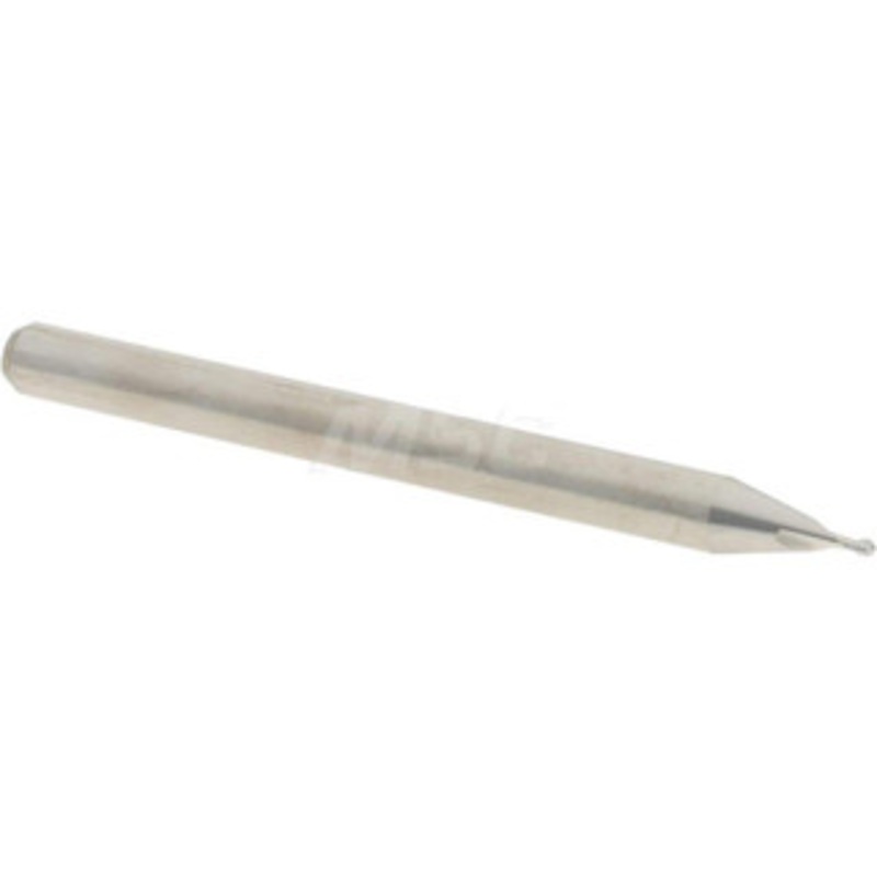 Accupro 0.028 Diam, 0.042 LOC, 2 Flute Solid Carbide Ball End Mill Uncoated, Single End, 1-1/2 OAL, 1/8 Shank Diam, Spiral Flute 6500597 – 52442134