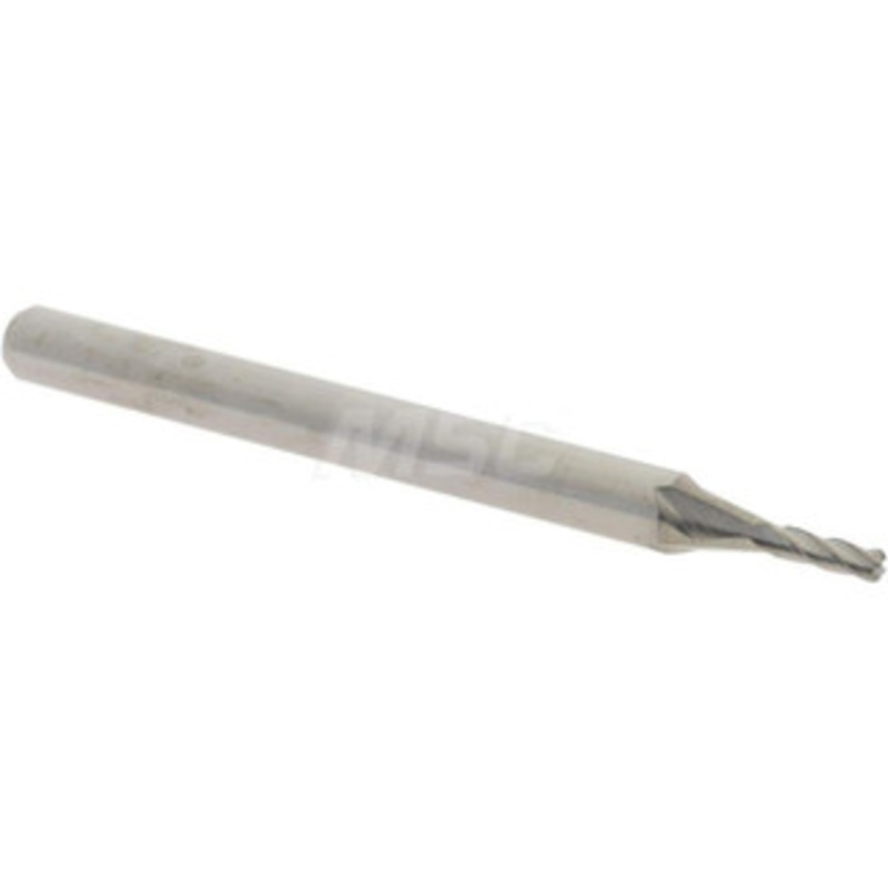 Accupro 0.05 Diam 4 Flute Solid Carbide 0.015 Corner Radius End Mill Uncoated, 1-1/2 OAL, 0.15 LOC, 1/8 Shank Diam, 30 Helix, RH Cut, RH Flute, Centercutting 6503469 – 64542459