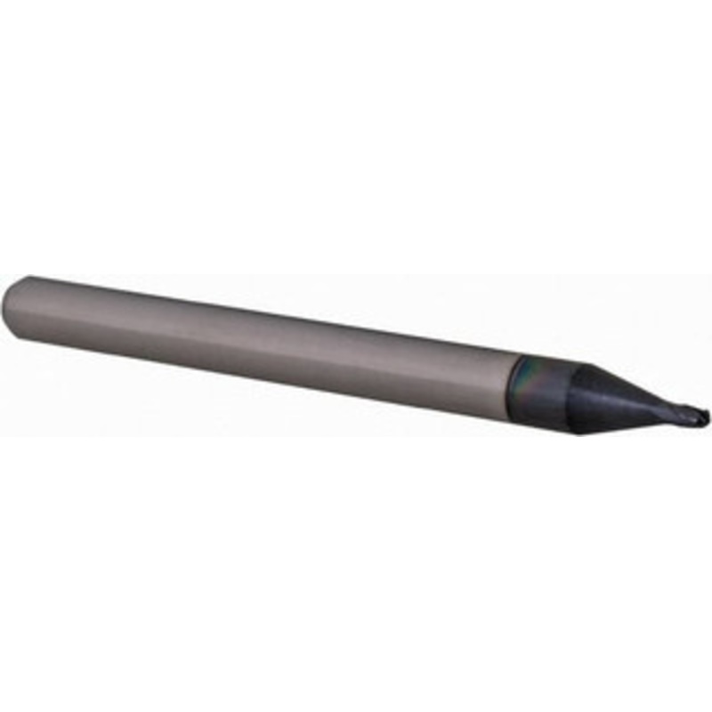 Accupro 0.04 Diam, 0.06 LOC, 4 Flute Solid Carbide Ball End Mill AlTiN Finish, Single End, 1-1/2 OAL, 1/8 Shank Diam, Spiral Flute AP61727996 – 61727996