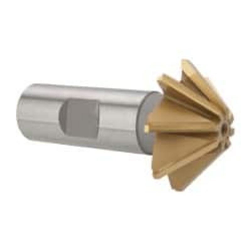 Whitney Tool 1-1/2 x 1/2 45 8-Tooth Carbide-Tipped Single-Angle Cutter TiN Finish, Right Hand Cut, 2-3/4 OAL, 3/4 Shank Diam, Shank Connection, Weldon Flat 35606 – 03025830