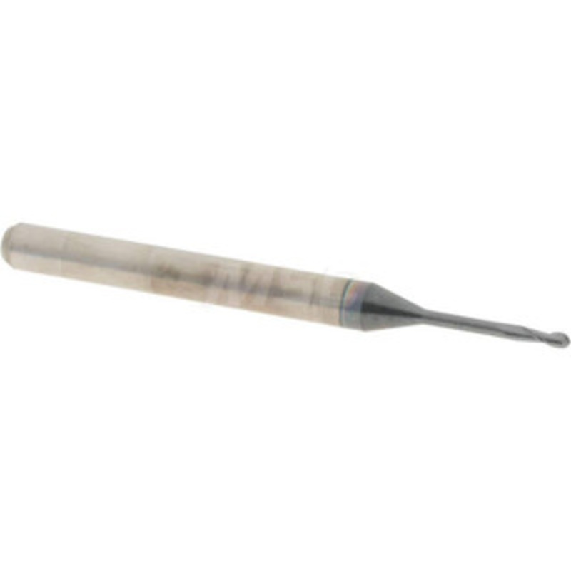 Accupro 0.04 Diam, 0.12 LOC, 2 Flute Solid Carbide Ball End Mill AlTiN Finish, Single End, 1-1/2 OAL, 1/8 Shank Diam, Spiral Flute 6500727 – 64536436
