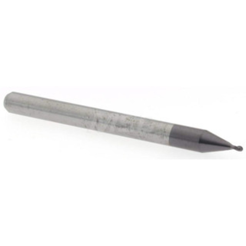 Accupro 0.03 Diam, 0.045 LOC, 2 Flute Solid Carbide Ball End Mill AlTiN Finish, Single End, 1-1/2 OAL, 1/8 Shank Diam, Spiral Flute 6500602 – 52441854