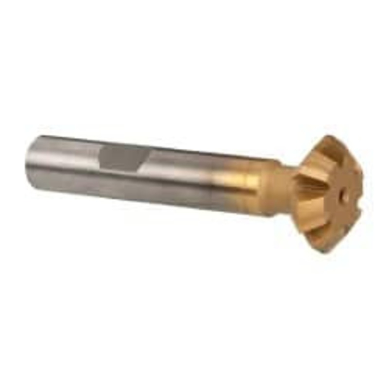Whitney Tool 3/4 3/4 Cut Diam, 1/4 Cut Width, 3/8 Shank, Carbide-Tipped Double-Angle Cutter TiN Finish, 6 Teeth, 2-3/8 OAL, Weldon Flat 35110 – 03025434