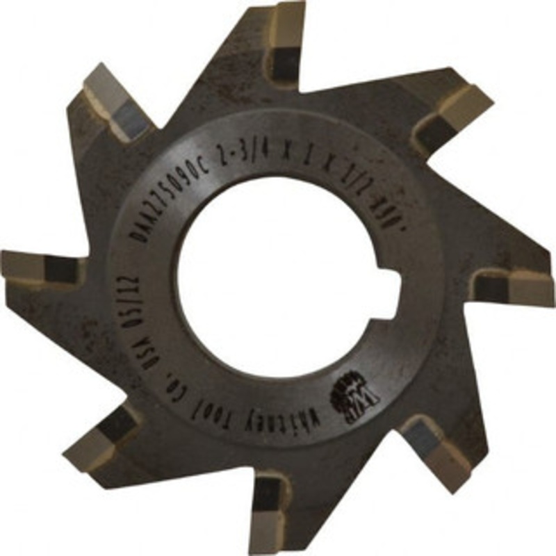 Whitney Tool 2-3/4 2-3/4 Cut Diam, 1/2 Cut Width, 1 Arbor, Carbide-Tipped Double-Angle Cutter Uncoated, 8 Teeth 30117 – 03025517