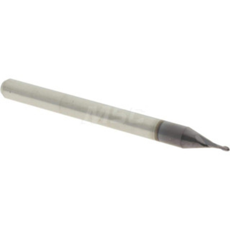 Accupro 0.028 Diam, 0.084 LOC, 2 Flute Solid Carbide Ball End Mill AlTiN Finish, Single End, 1-1/2 OAL, 1/8 Shank Diam, Spiral Flute 6500456 – 52441540
