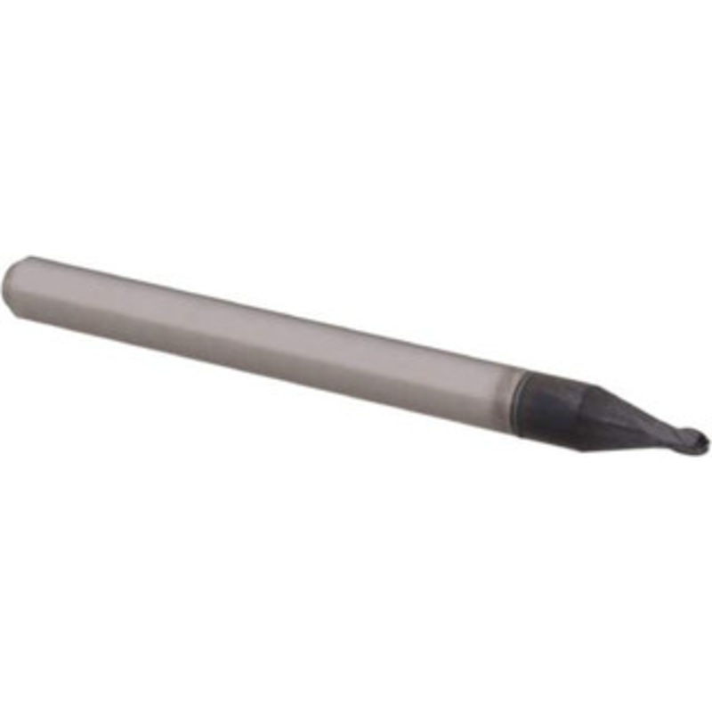 Accupro 0.05 Diam, 0.075 LOC, 4 Flute Solid Carbide Ball End Mill AlTiN Finish, Single End, 1-1/2 OAL, 1/8 Shank Diam, Spiral Flute AP61727525 – 61727525