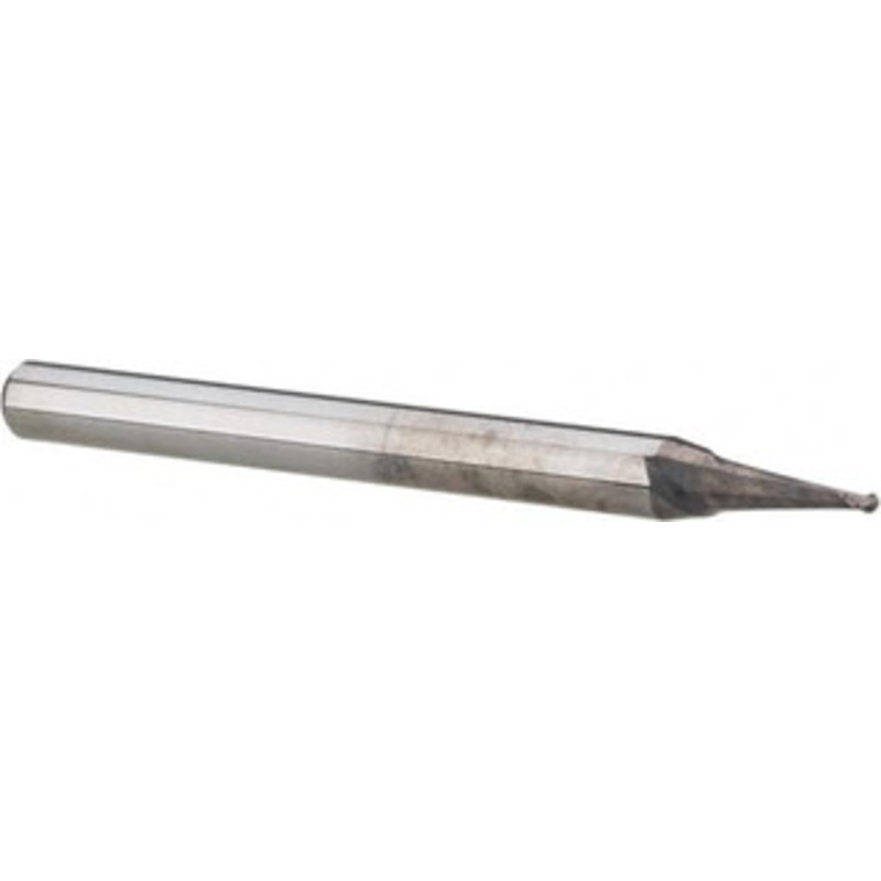 Accupro 0.032 Diam, 0.048 LOC, 2 Flute Solid Carbide Ball End Mill Uncoated, Single End, 1-1/2 OAL, 1/8 Shank Diam, Spiral Flute 6500608 – 52442175