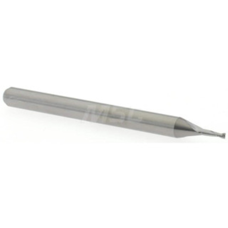 Accupro 0.034, 0.102 LOC, 1/8 Shank Diam, 1-1/2 OAL, 2 Flute, Solid Carbide Square End Mill Single End, Uncoated, Spiral Flute, 30 Helix, Centercutting, Right Hand Cut, Right Hand Flute, Series Miniature 6500069 – 37289691