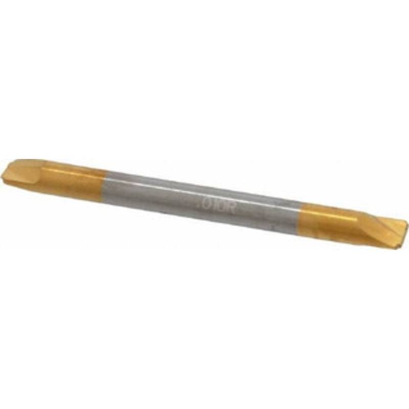 Accupro 0.01 Radius, 1/8 Diam, 2 Flute Solid Carbide Corner Rounding End Mill Double End, TiN Finish, 1-1/2 OAL, 1/8 Shank Diam 12179312 – 01176924