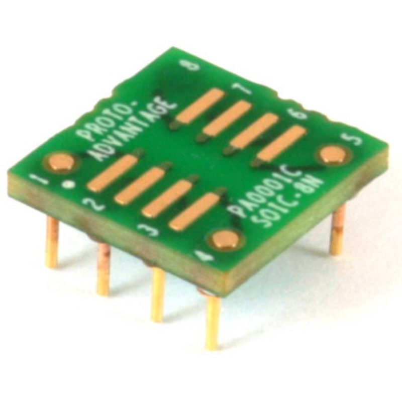 SOIC-8 to DIP-8 SMT Adapter (1.27 mm pitch, 150/200 mil body) Compact Series