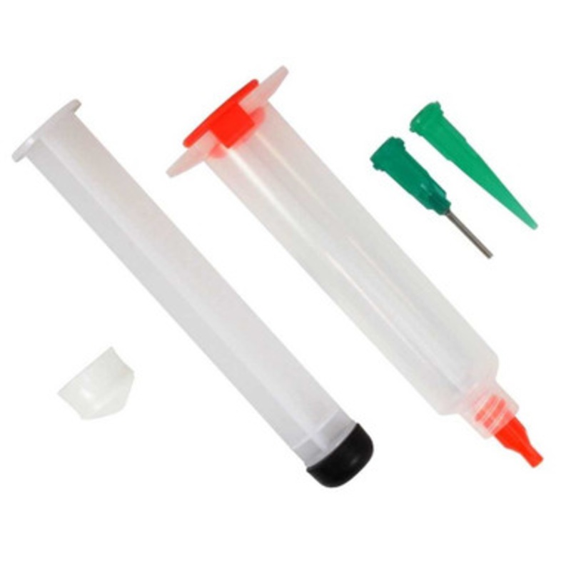 Syringe (empty) (with piston, front cover, rear cover, two tips, plunger) – qty 1