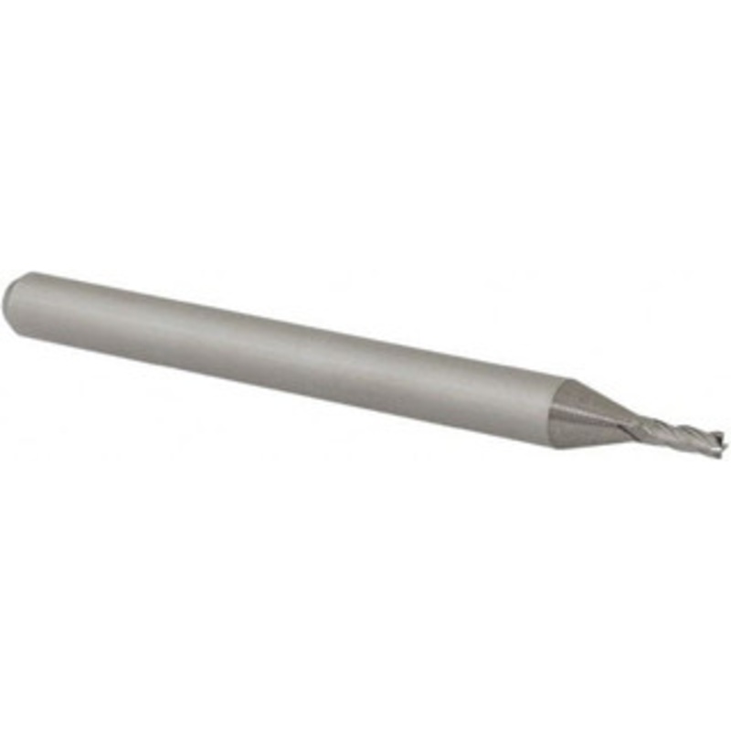 Accupro 0.046, 0.138 LOC, 1/8 Shank Diam, 1-1/2 OAL, 4 Flute, Solid Carbide Square End Mill Single End, Uncoated, Spiral Flute, 30 Helix, Centercutting, Right Hand Cut, Right Hand Flute, Series Miniature 6501945 – 62777677
