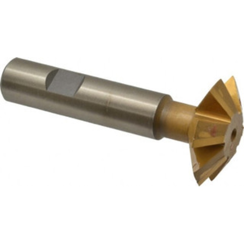 Whitney Tool 1-1/2 1-1/2 Cut Diam, 1/2 Cut Width, 5/8 Shank, Carbide-Tipped Double-Angle Cutter TiN Finish, 6 Teeth, Weldon Flat 35107 – 03025343