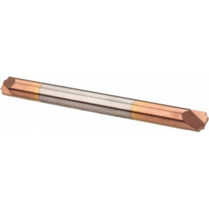 Accupro 0.02 Radius, 1/8 Diam, 2 Flute Solid Carbide Corner Rounding End Mill Double End, TiCN Finish, 1-1/2 OAL, 1/8 Shank Diam 12180304 – 08480808