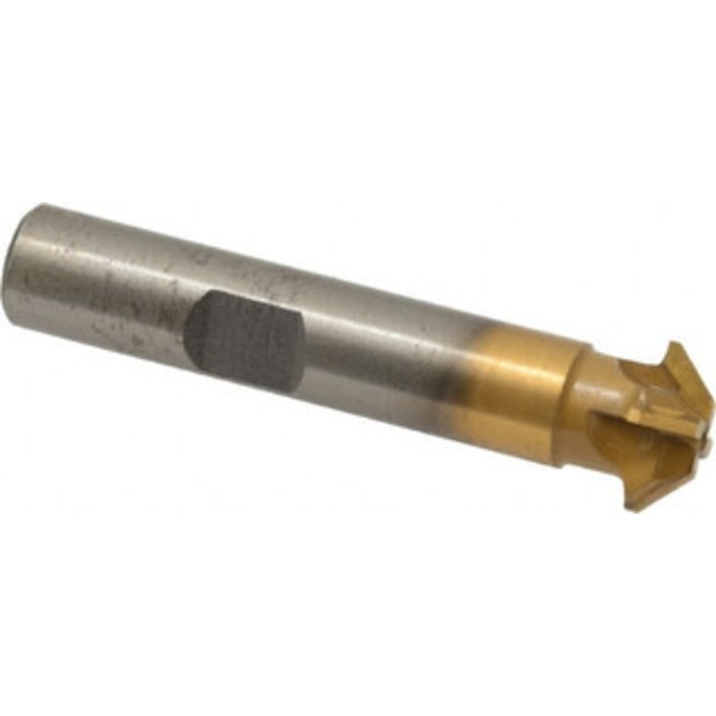 Whitney Tool 1/2 x 1/8 45 4-Tooth Carbide-Tipped Single-Angle Cutter TiN Finish, Right Hand Cut, 2-1/8 OAL, 3/8 Shank Diam, Shank Connection, Weldon Flat 35603 – 03025806