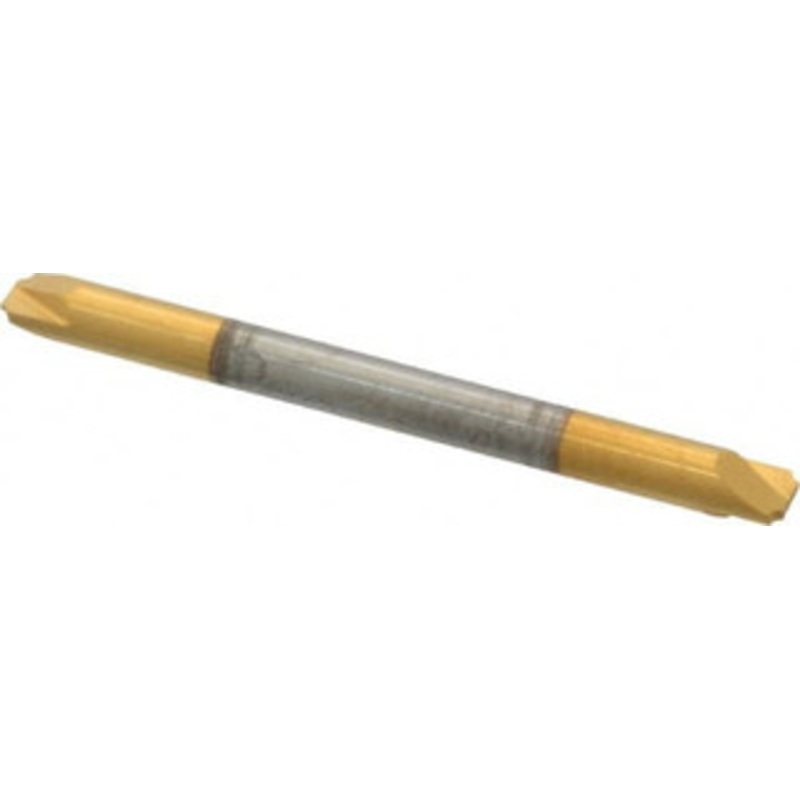 Accupro 0.015 Radius, 1/8 Diam, 2 Flute Solid Carbide Corner Rounding End Mill Double End, TiN Finish, 1-1/2 OAL, 1/8 Shank Diam 12179313 – 01176932