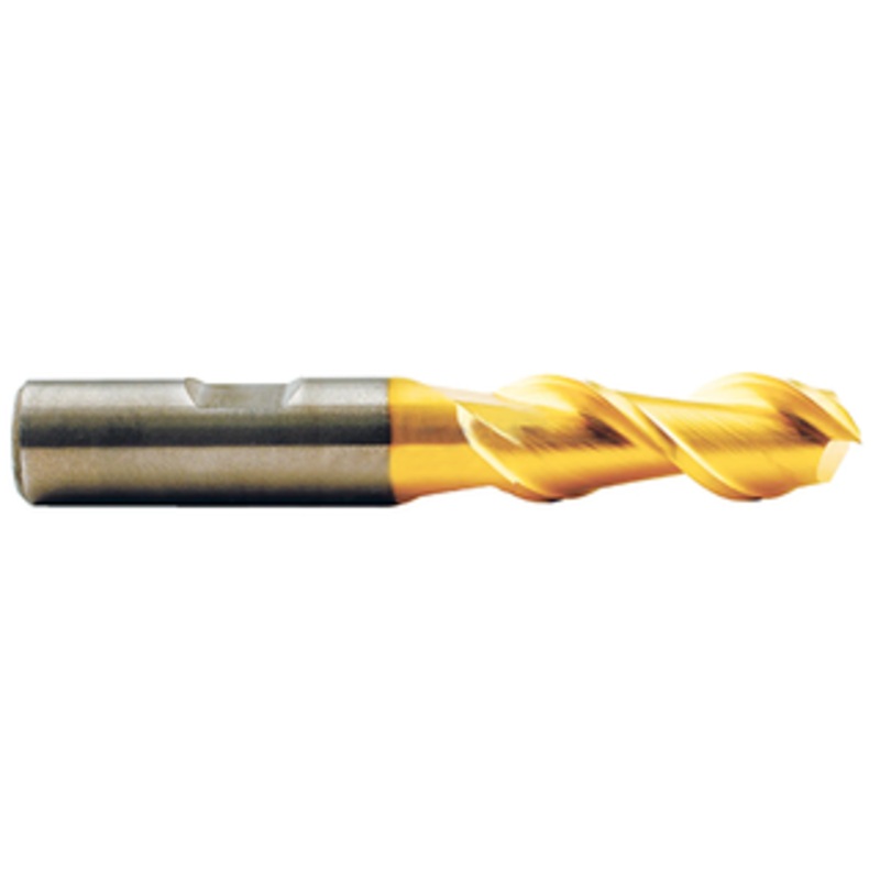 Weldon Ski-Kut 2 Flute H.S.S. TiN Coated Roughing End Mill, 5/8 Size, 5/8 Shank Diameter, 1-5/8 Length of Cut, 3-3/4 Overall Length