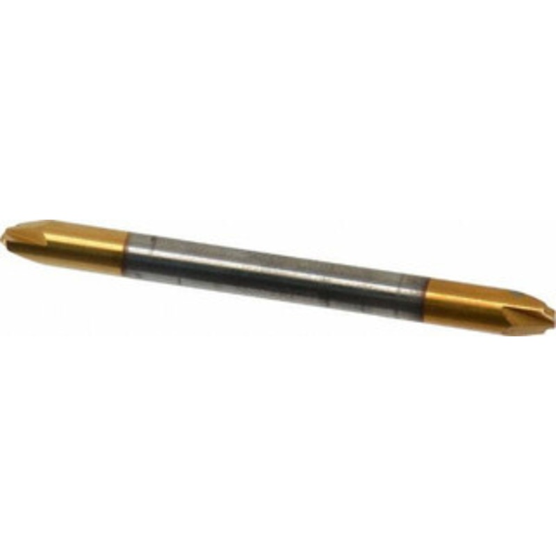 Accupro 0.02 Radius, 1/8 Diam, 2 Flute Solid Carbide Corner Rounding End Mill Double End, TiN Finish, 1-1/2 OAL, 1/8 Shank Diam 12178573 – 01176940